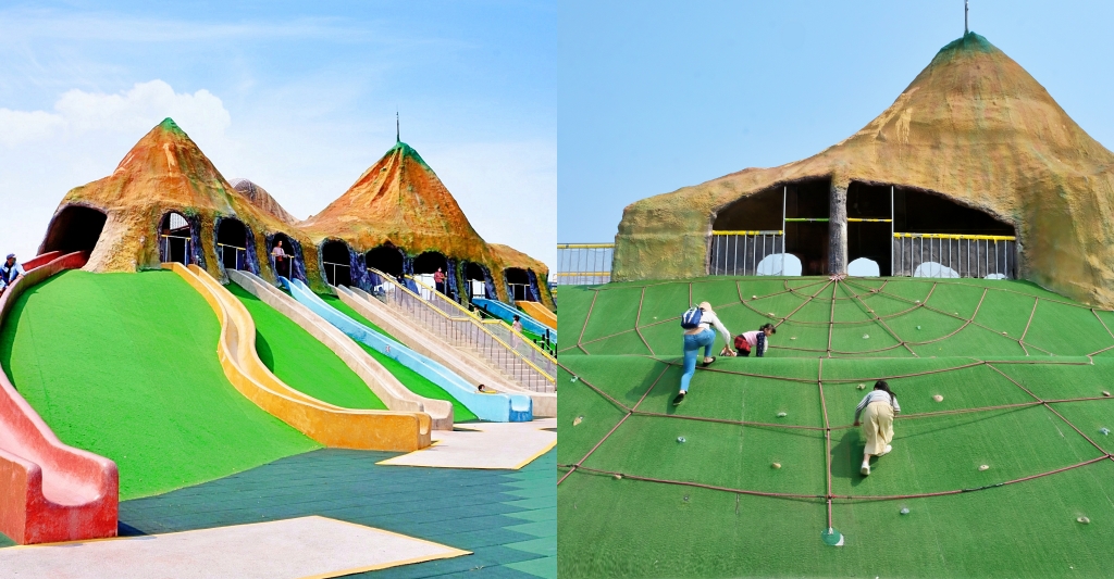 苗栗竹南｜獅山多功能運動公園，竹南多功能親子公園，七線道火炎山溜滑梯 @飛天璇的口袋