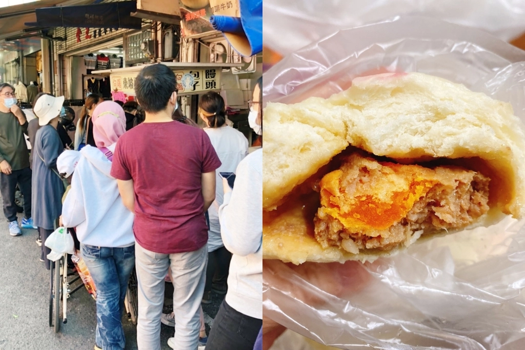 台中南區｜向陽東坡蛋黃鮮肉包．第三市場人氣包子新址，還沒出爐就大排長龍 @飛天璇的口袋