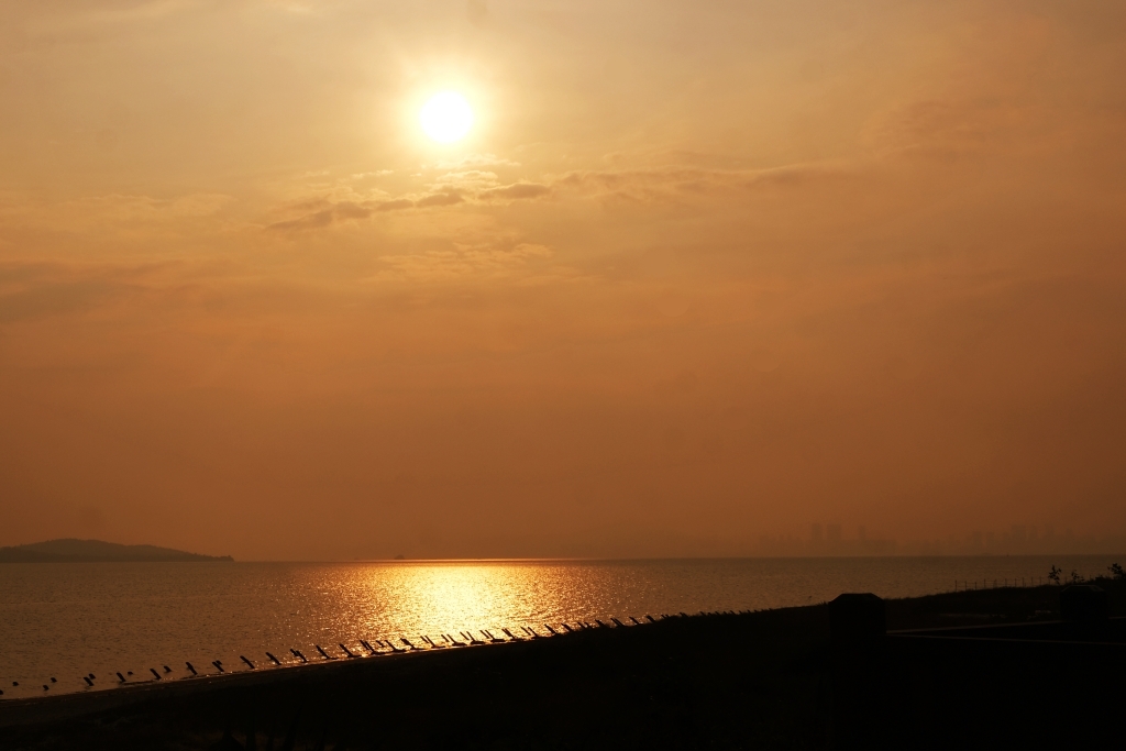 金門金寧｜慈湖落日觀海平台，金門著名的觀賞夕陽的景點，彩虹步道散步到湖下海堤 @飛天璇的口袋