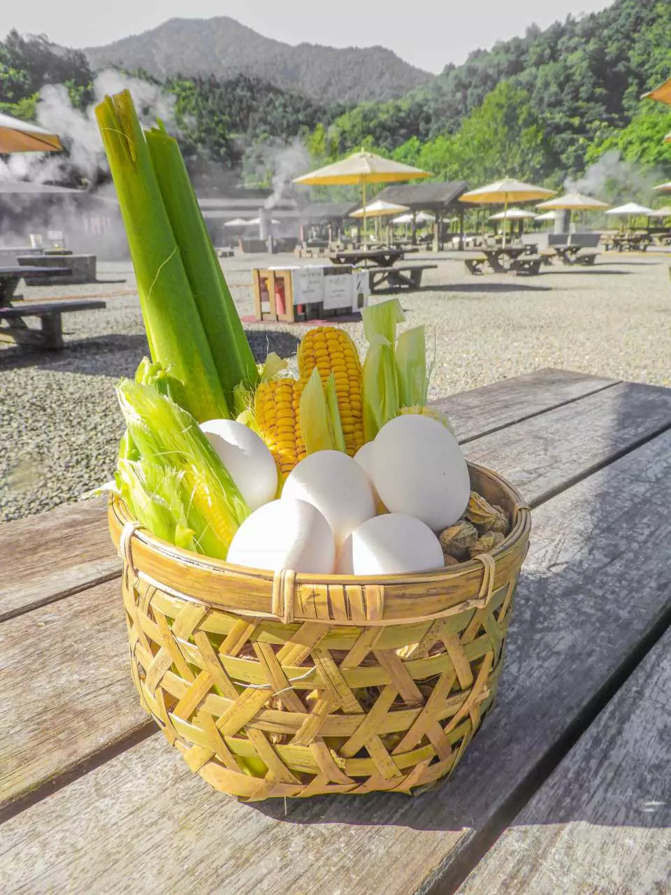 清水地熱公園｜提著竹簍煮溫泉蛋，還可以露天免費泡腳，體驗浴衣和溫泉魚咬腳 @飛天璇的口袋