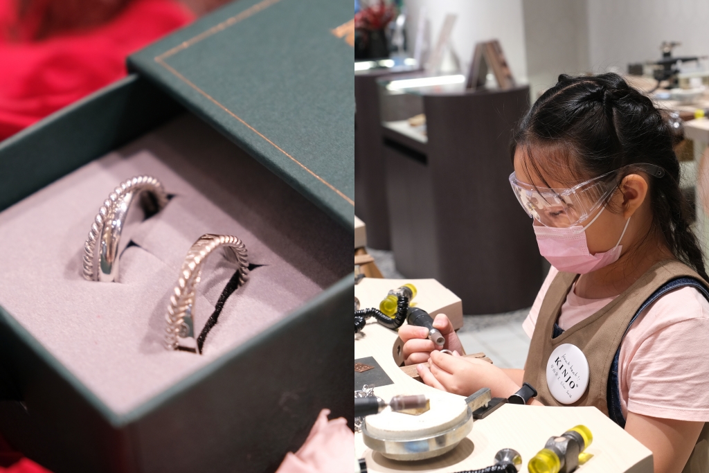 台中東區｜KINJO草山金工 LaLaport門市，台中手工戒指手環DIY推薦，情侶、親子、閨蜜對戒 @飛天璇的口袋