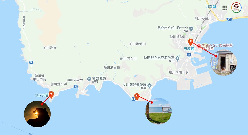 日本秋田｜男鹿半島一日遊．騎自行車挑戰24K – 哥吉拉岩 – 男鹿海鮮市場 – 男鹿半島Sea Bird觀光船 – 男鹿水族館GAO – なまはげオートキャンプ場 @飛天璇的口袋